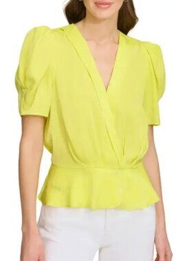 DKNY Plunge Yellow Blouse